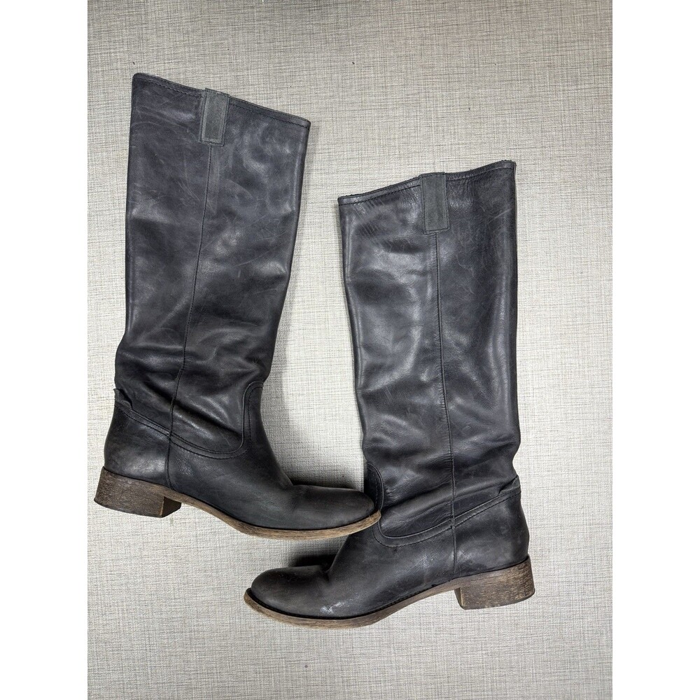 Steve madden Sella Pull On Gun Metal Charcoal Boots Knee Leather 10